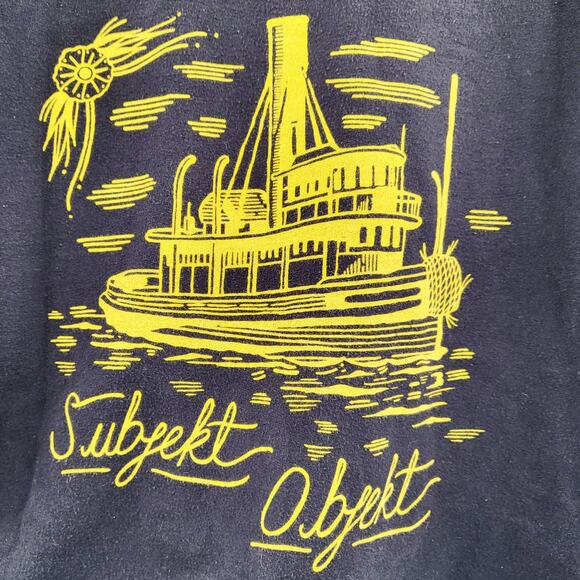 ANVIL Subjeekt Objeekt Black & Yellow Graphic Crewneck Sweatshirt Men's Size M - Picture 2 of 5